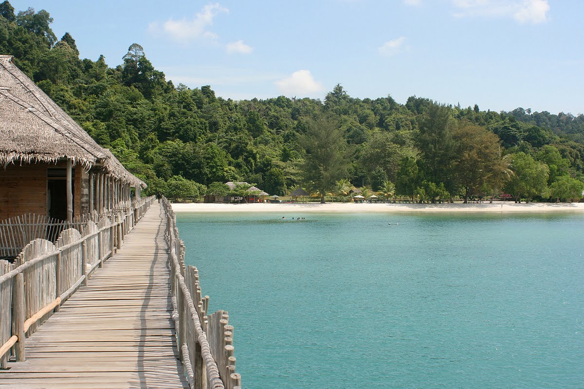 Moro Island Beach wooden bridge